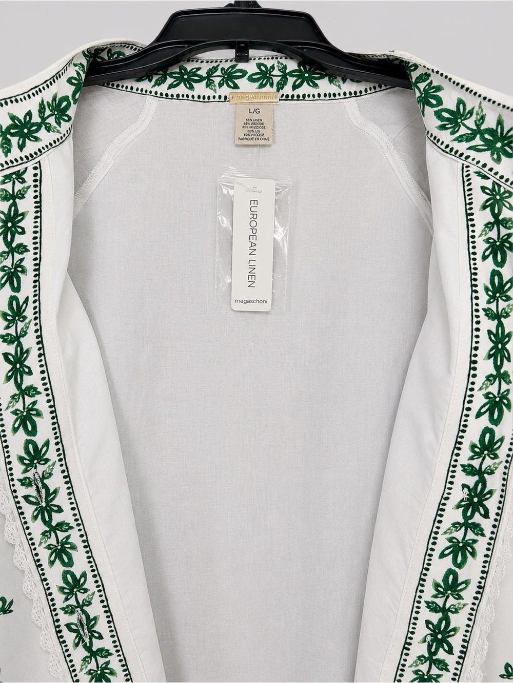 Magaschoni White Maxi Dress with Green Floral Print NEW SIZE L - Picture 4 of 8